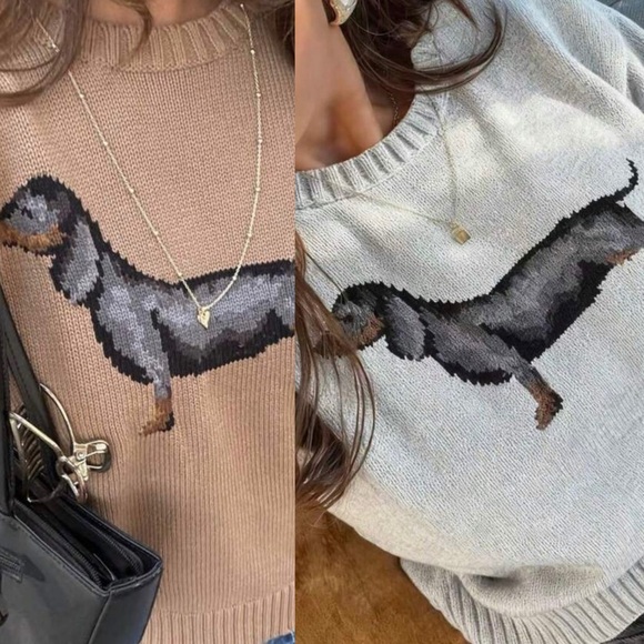 GrayGirl&Co Tops - Boutique Dachshund Knit Sweater, Various Colors/Sizes NWOT
